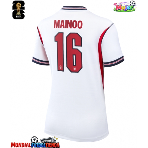 Camiseta Inglaterra Kobbie Mainoo #16 Primera Equipación Replica Mundial 2026 para mujer mangas cortas